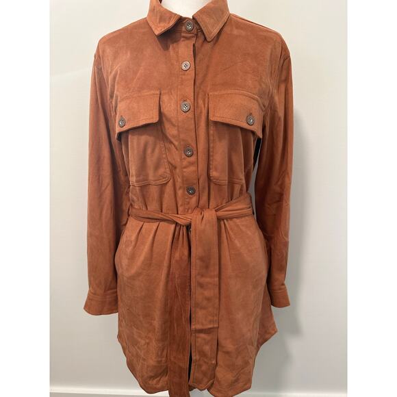 Jessica Simpson Button Front Brown Suede Dress - Picture 7 of 12